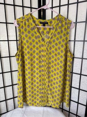 Banana Republic Yellow Printed Sleeveless V-Neck Camisole